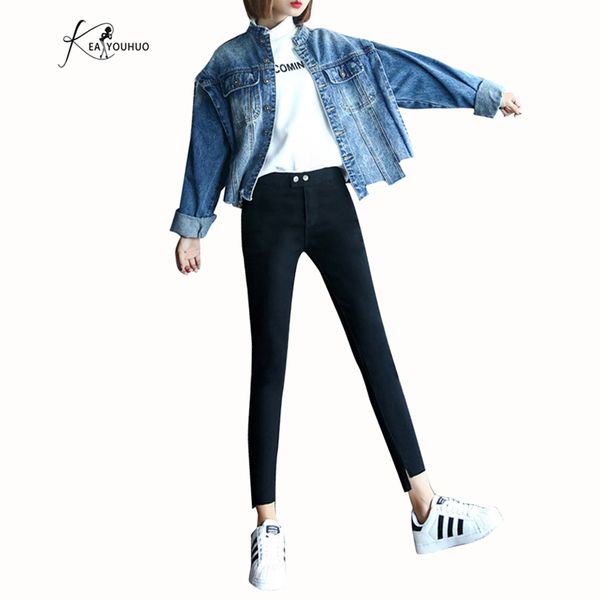 

2019 summer solid wash bleached female boyfriend jeans for women black high waist denim loose ladies skinny jeans woman mom jea, Blue