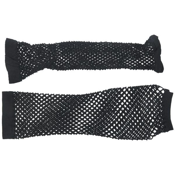 

lady black elastic mesh чистая fingerless перчатки отверстием для большого пальца, Black;gray