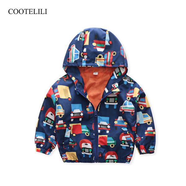 

cootelili cute car printing boys jacket baby autumn jacket children outerwear coat hooded children clothing 90-130cm, Blue;gray
