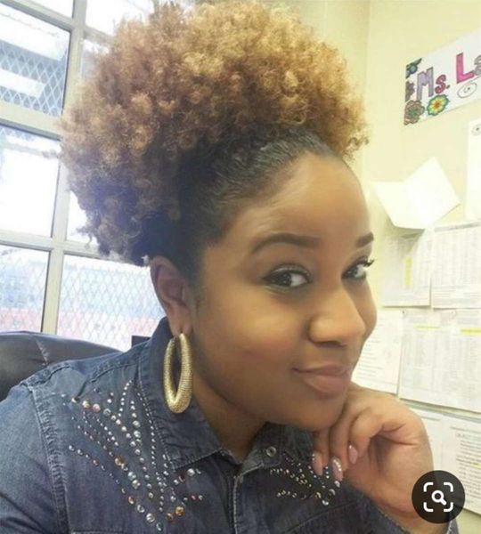 

natural afro ponytail clip in hair extension ombre highlights kinky curly adjust drawstring blonde virgin hair bun updo high puff, Black