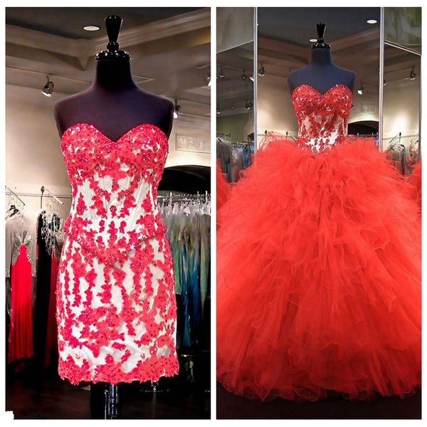 

2019 sweetheart sheath quinceanera dresses lace appliques slim tulle puffy vestidos de festa detachable train long vestidos de soiree, Blue;red