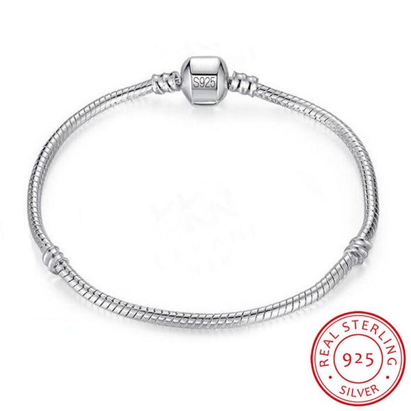 

100% 925 solid silver charm bracelets for women long 16-23cm wide 3mm snake bone bracelets fine jewelry wholesale sl005, Golden;silver