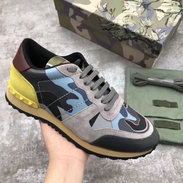

new camouflage en cuir rock et runner sneakers chaussures hommes hococal rock stud casual camo loisirs unisexe formateur chaussures 35-46, Black