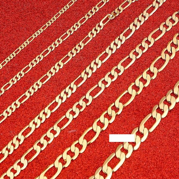 

24k gold filled mens italy carved flat figaro hip hop gold necklace chain men boys jewelry gift, Silver