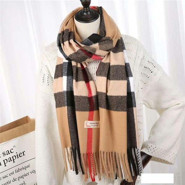 

winter cashmere scarf soft cashmere thick shawl classic plaid printed scarf fashion christmas gift with boutique box, Blue;gray