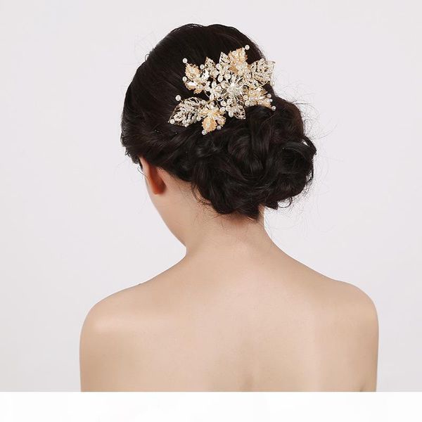 

beijia gold leaf pearl hair comb bridal jewelry handmade wedding accessories hair ornaments vintage women headwear g399