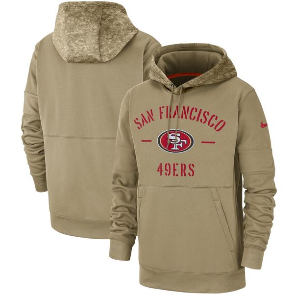 

men women youth san francisco 49ers style tan 2019 salute to service sideline therma pullover nfl hoodie, Blue;black