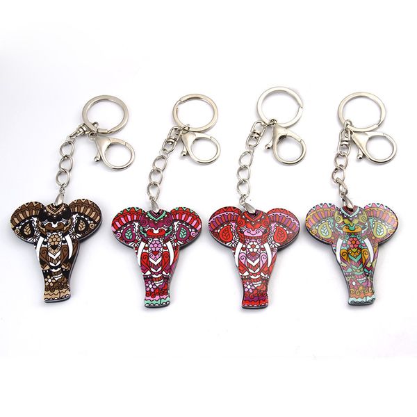 

charm pendant lucky elephant key chains key ring bag purse buckle car keys holder jewelry gift for women men, Silver