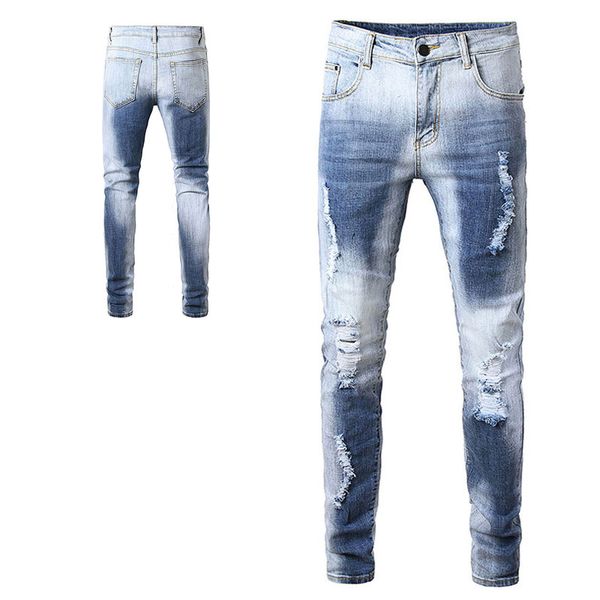 

italian style fashion skinny stretch casual men jeans new designer classical light blue color jeans men high quality