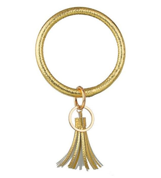 

pu leather keyring bracelet faux leather tassel print flower leopard keychain bangle big o key ring wrist strap bracelets dhl, Silver