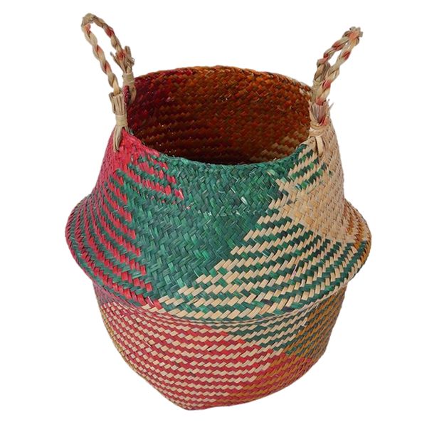 

foldable storage basket straw woven flower basket flowerpot garden planter