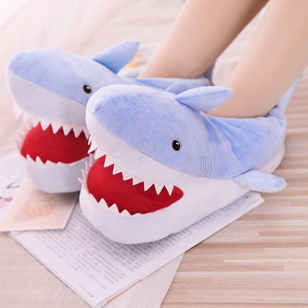 

shark плюшевая главная тапочки, ocean fish женщина memory foam cotton house тапочки, взрослые крытые напольные ботинки скользят по, eur36-42