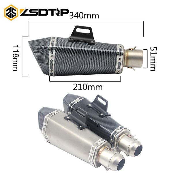 

zsdtrp 51mm universal modified motorcycle motocross exhaust muffler dirt bike exhaust for cb400 crf230 fz1 with db killer