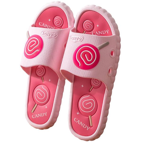 

sagace home slipper women girl cute cartoon lollipop non slip bathroom slippers casual indoor floor slipper foe couples, Black
