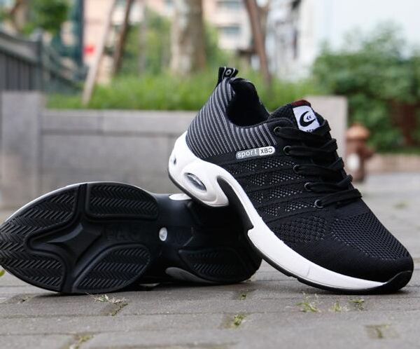 

designer spring and autumn wild luxury sports shoes men's flying woven classic breathable running shoes fashion air cushion shoes, Black