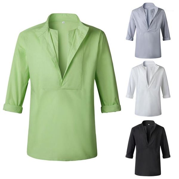 

повседневная футболка новый сплошной цвет стенд воротник свободные пляжная одежда повседневная homme футболка мужская лето дизайнер, White;black