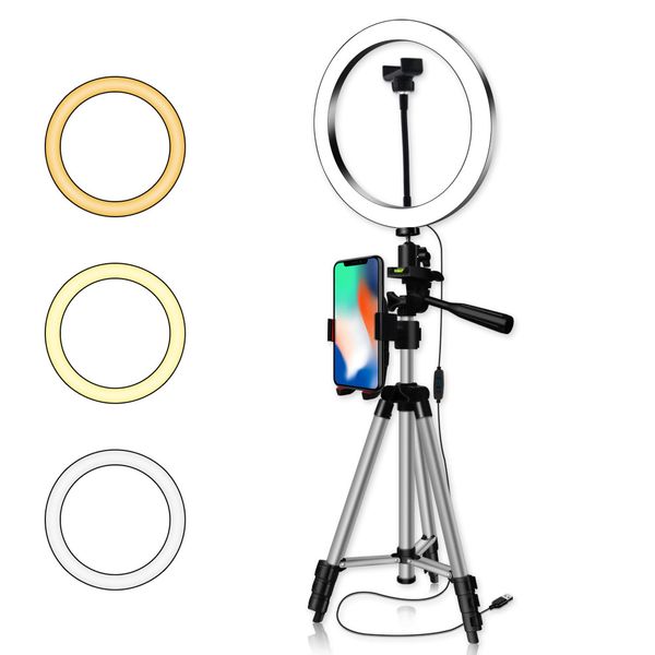 

Фотография Dimmable LED Selfie Ring Light Youtube Video Live 5500k Photo Studio Light с держателем телефона USB-штек