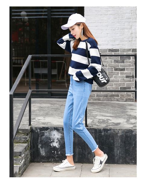 

lake blue straight jeans han edition 2000 flash leisure pencil