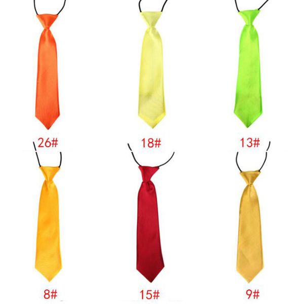 

school boy uniform necktie kids children wedding tie solid colour elastic band#okdm, Red;brown
