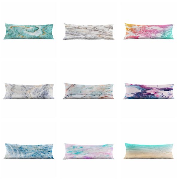 3d Marble Pattern Bolster Pillow Case Cover Long Body Support