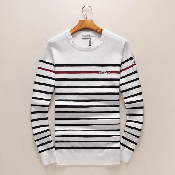 

new long sleeve sweater men's sweaters round neck pullover striped cashmere sweater knitwear thermal mcl underwear, White;black