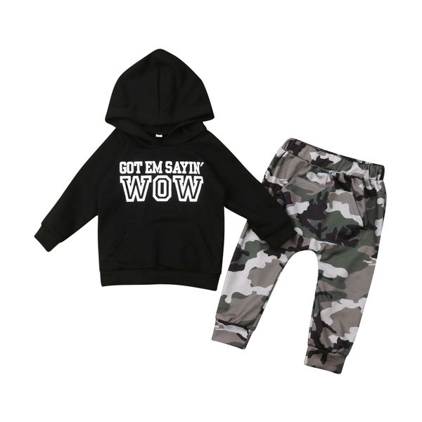 

2020 spring kids baby boys clothes long sleeve casual hoodies shirt camo long pants outfits children boys clothing 1-6y, White