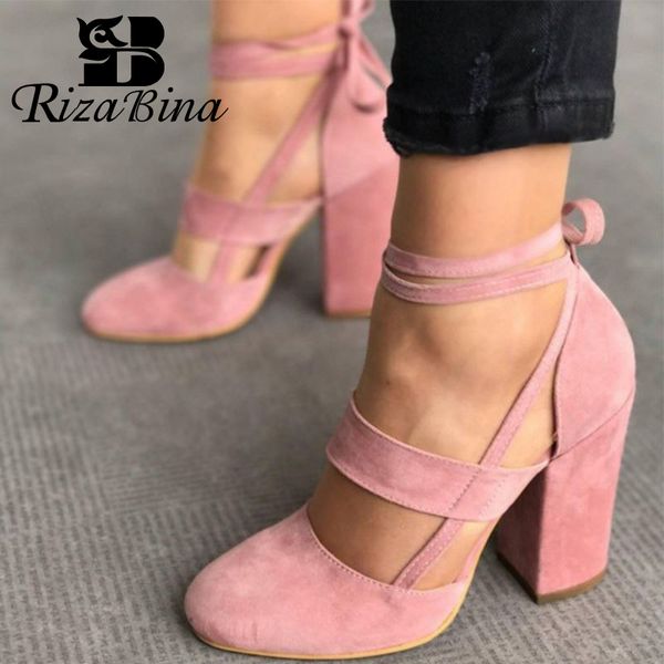 

sandals rizabina women 2021 summer ankle strap shoes high heels casual gladiator sandal size 35-43, Black