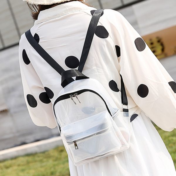 

female mini backpack women korean style pu leather shoulder bag for transparent exquisite multi-function small bagpack