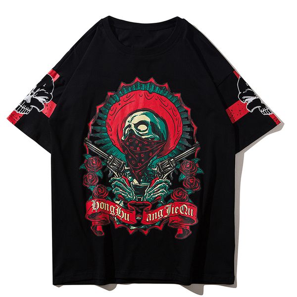 

mens designer t shirts aelfric eden 3d cartoon skulls printed punk style summer casual short sleeve rock loose large big streetwear 2xl-7xl, White;black