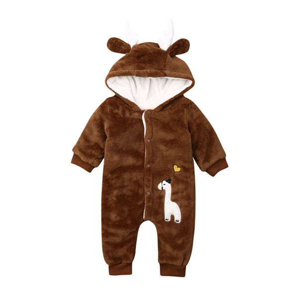 

new baby boys and girls l023 antler brown plush jumpsuits winter warm and conjoined pile with cap coatbodysuit, Blue