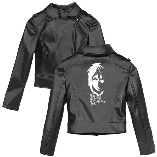 

cartoon comics black butler cool a-1 pictures made fashion pu jacket women new style leather casual wear college style jacket