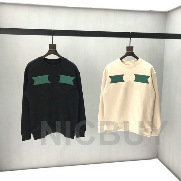 

fashion designer luxury clothing mens hoodies red green embroidery big letter striped pullover cotton long sleeve sweatshirt, Black