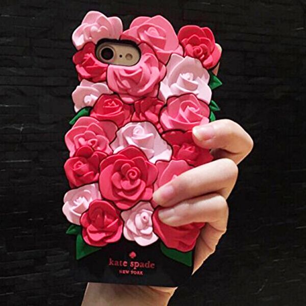 

luxury designer 3d rose case for iphone 6 6s 7 8 soft silicone cute chic classic high fashion for girls women gift