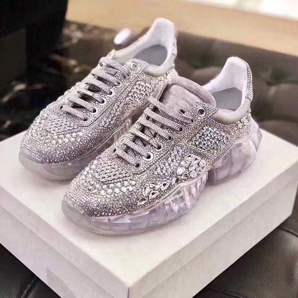 

casual bling shoe women zapato de mujer crystals white sneaker platform chaussures femme rhinestone real leather fashion shoes mx190723, Black