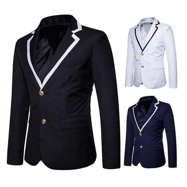 

classical black men business formal blazer jacket party dress male single-breasted slim fit suits presenter male stage talicoat, White;black