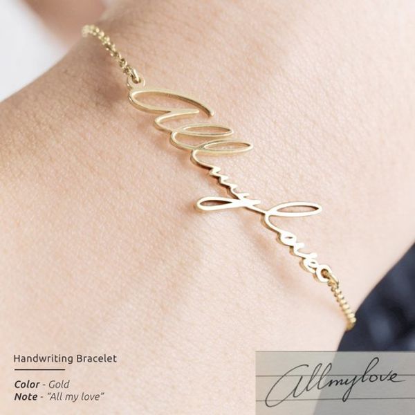 

handwriting bracelet charm women stainless steel name bracelet personalized custom jewelry bijoux femme bff gifts erkek bileklik, Golden;silver