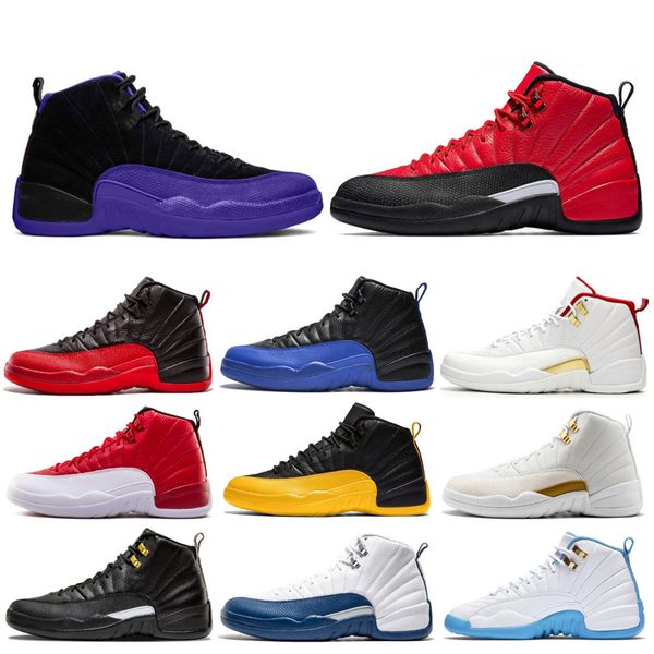 

new 12 12s men basketball shoes dark concord game royal university gold reverse flu game mens university blue trainers sport sneakers 7-13