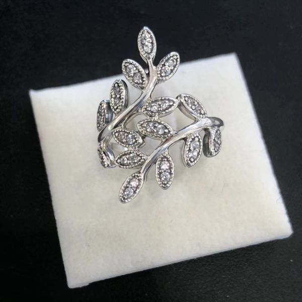 

fashion tree of life ring for pandora 925 sterling silver cz diamond retro temperament ladies ring holiday gift with original box, Slivery;golden