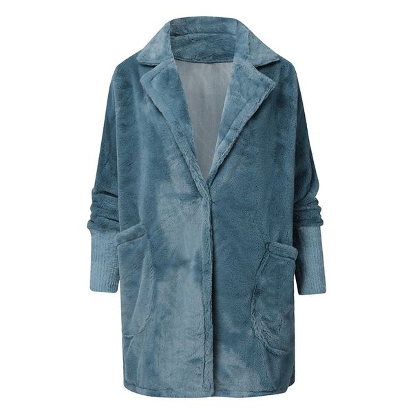 

women autum winter warm coat womens solid loose fluffy single button long coat soft outwear plus size ladies warm jacket #109, Black
