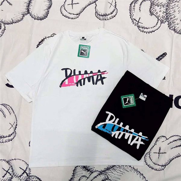 

women designer t shirts pm brand tees striped letters printed short sleeves sport style breathable girl t shirts, White