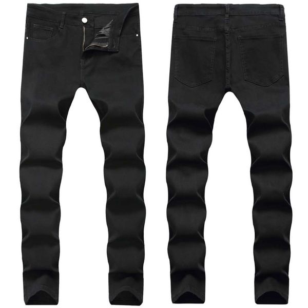 

new men's casual personality simple eight pure color pants small straight trend young slim fashion designer jeans, Blue