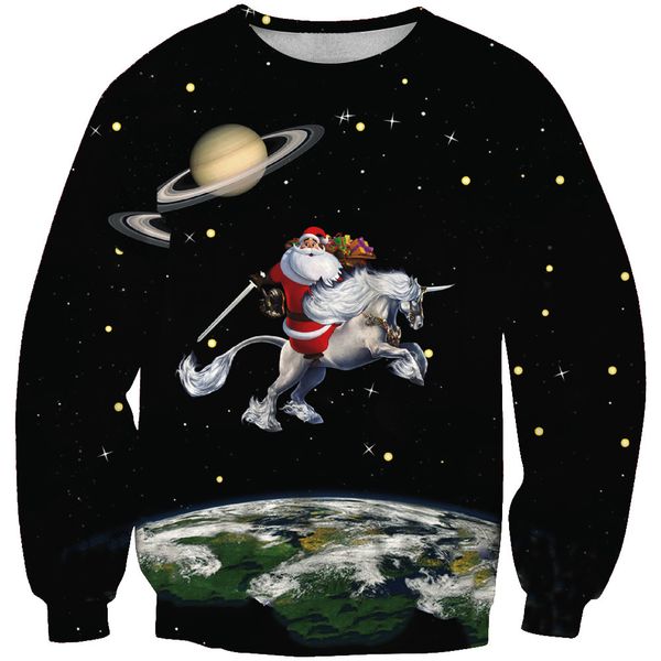 

christmas space printed sanitary wardrobe with long sleeves head trend brand men's sanitary wardrobe blouse hoodies, Black