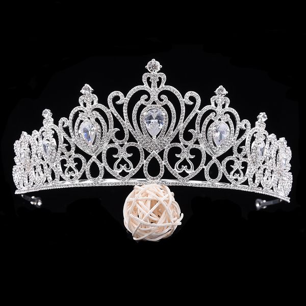 

wedding party 15x7cm tiaras beaded flower leaf headwear of bride crown diamond headwear for bride acting initiation graduation zg-20, White;golden