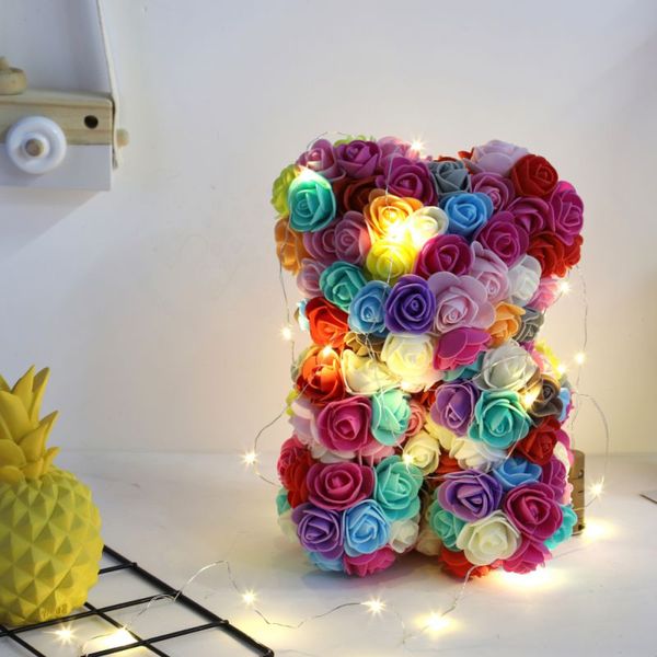

25cm led foam artificial roses bear romantic wedding anniversary birthday christmas holiday valentine day gifts
