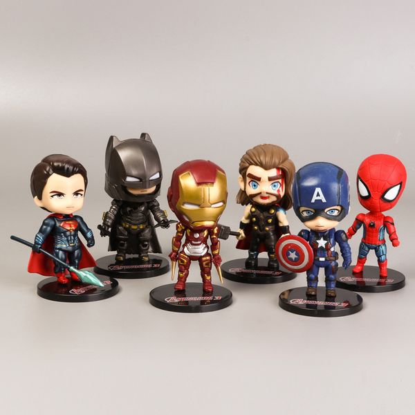 

6pcs/set action figure set doll toys pvc marvel avengers anime hand iron spiderman toy captain america superhero doll model