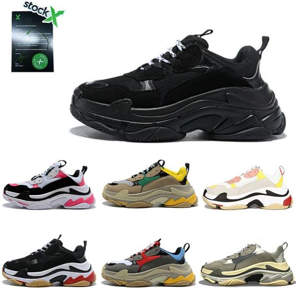 

women shoes 2019 vintage triple s luxury designer platform sneakers for mens 17fw bulky bottom black beige casual sports dad shoe stock x 12