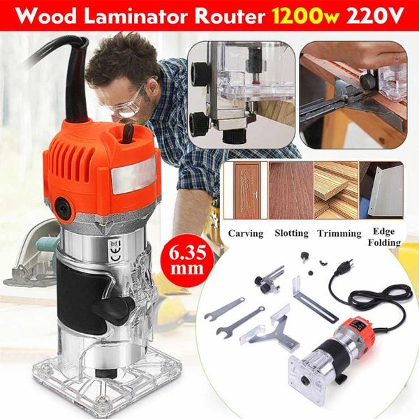 

1200w-1280w wood electric trimmer electric laminate edge trimmer carving trimming machine with woodworking router drill bits
