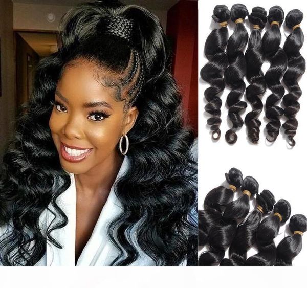 

malaysian loose wave unprocessed human weaves virgin hair remy human hair extensions dyeable 3pcs lot no shedding tangle free, Black