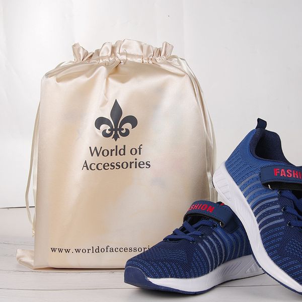 

20pcs satin drawstring bag snow bud silk shoe box cloth packaging bag custom print gift 20x30/30x40/40x50cm