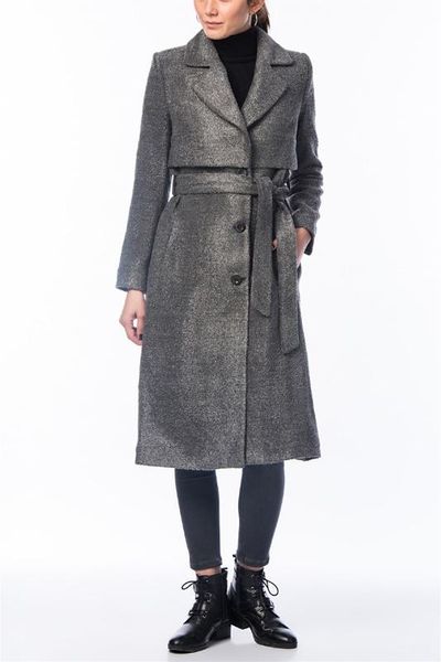 

z6408 dewberry woman coat -grey, Black;brown